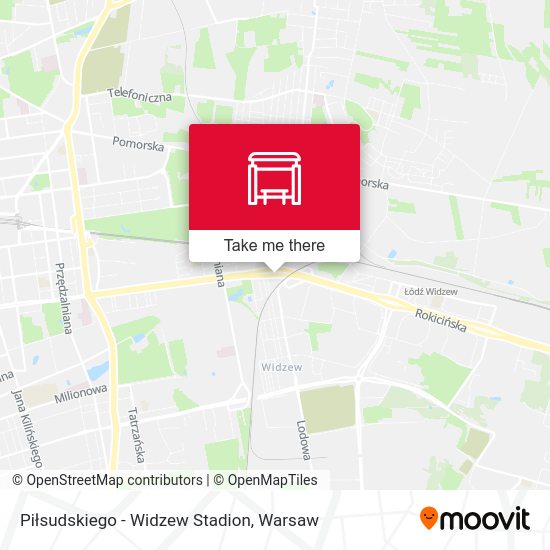 Piłsudskiego - Widzew Stadion map