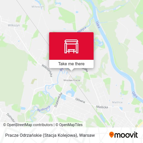 Карта Pracze Odrzańskie (Stacja Kolejowa)