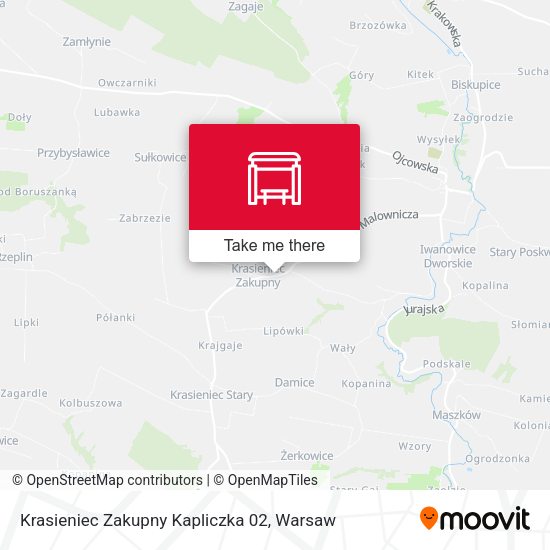 Карта Krasieniec Zakupny Kapliczka