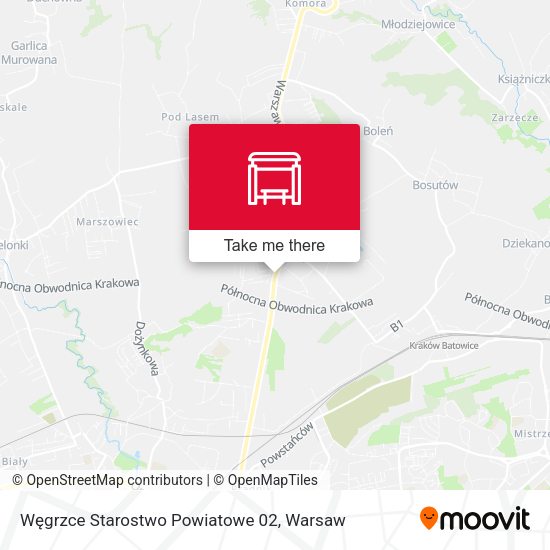 Węgrzce Starostwo Powiatowe map