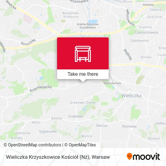 Wieliczka Krzyszkowice Kościół map