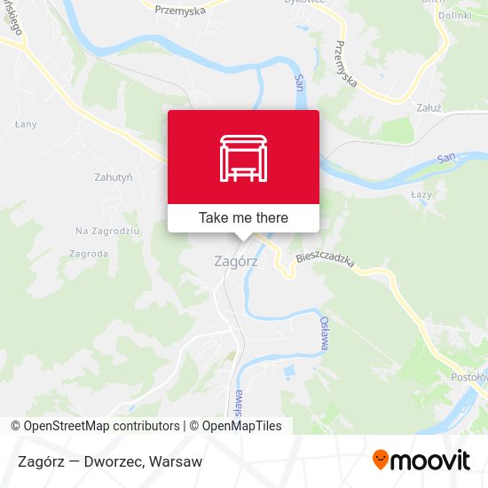 Zagórz — Dworzec map