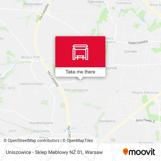 Uniszowice - Sklep Meblowy NŻ 01 map