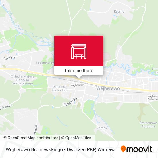 Карта Wejherowo Broniewskiego - Dworzec PKP