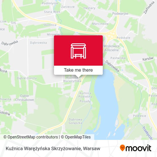 Kuźnica Warężyńska Skrzyżowanie map