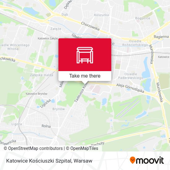 Katowice Kościuszki Szpital map