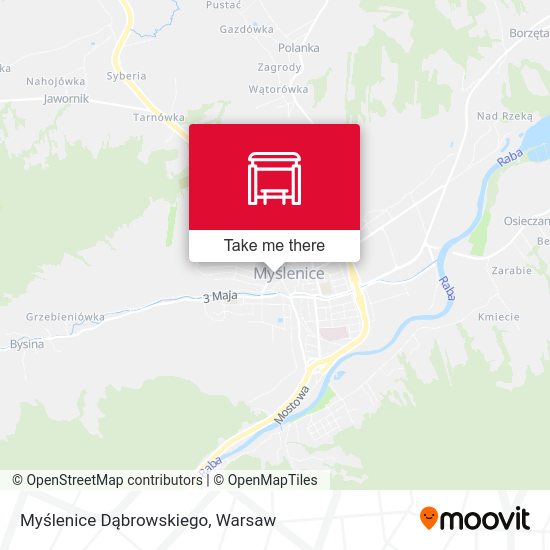 Myślenice Dąbrowskiego map