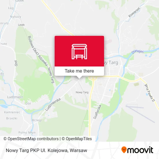 Карта Nowy Targ PKP Ul. Kolejowa
