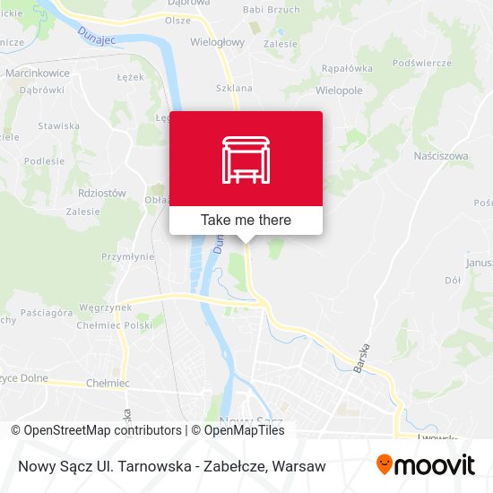 Карта Nowy Sącz Ul. Tarnowska - Zabełcze