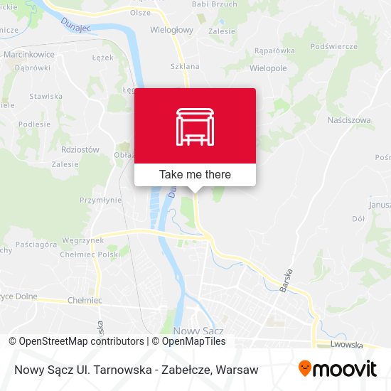 Карта Nowy Sącz Ul. Tarnowska - Zabełcze