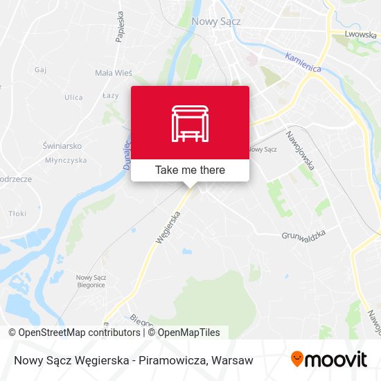 Карта Nowy Sącz Węgierska - Piramowicza