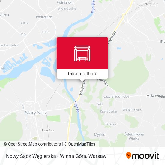 Nowy Sącz Węgierska - Winna Góra map