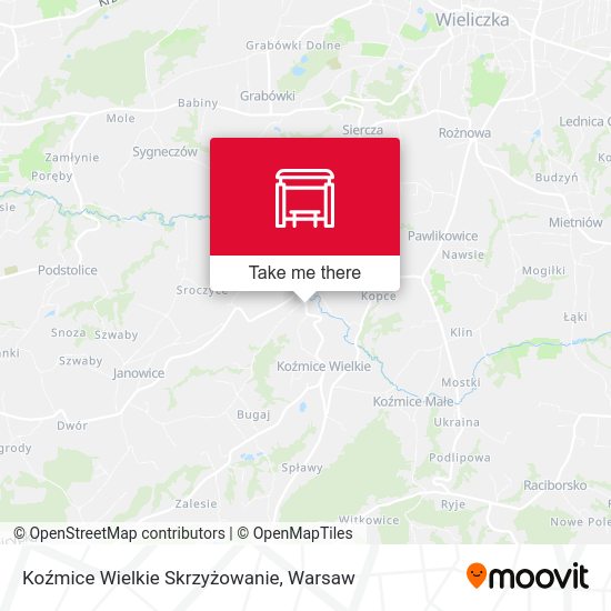 Koźmice Wielkie Skrzyżowanie map