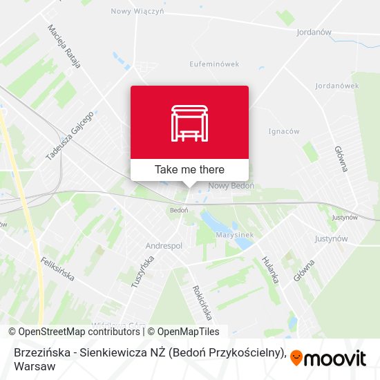 Brzezińska - Sienkiewicza NŻ (Bedoń Przykościelny) map