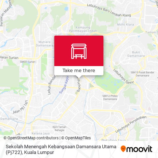 Peta Sekolah Menengah Kebangsaan Damansara Utama (Pj722)