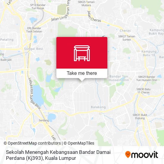 Peta Sekolah Menengah Kebangsaan Bandar Damai Perdana (Kj393)