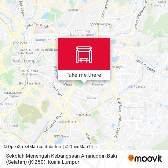 Peta Sekolah Menengah Kebangsaan Aminuddin Baki (Selatan) (Kl250)
