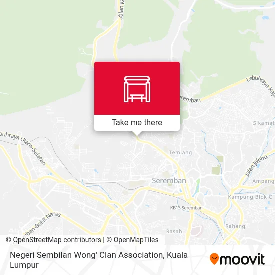 Negeri Sembilan Wong' Clan Association map
