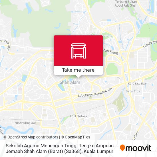 Peta Sekolah Agama Menengah Tinggi Tengku Ampuan Jemaah Shah Alam (Barat) (Sa368)