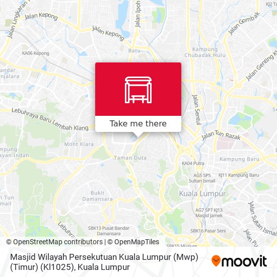 Peta Masjid Wilayah Persekutuan Kuala Lumpur (Mwp) (Timur) (Kl1025)