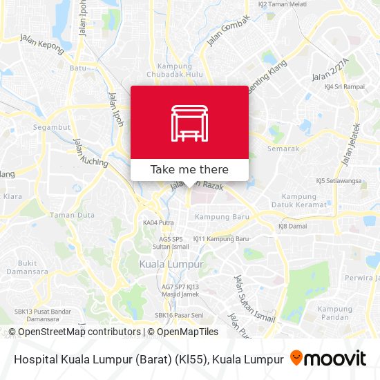 Peta Hospital Kuala Lumpur (Barat) (Kl55)