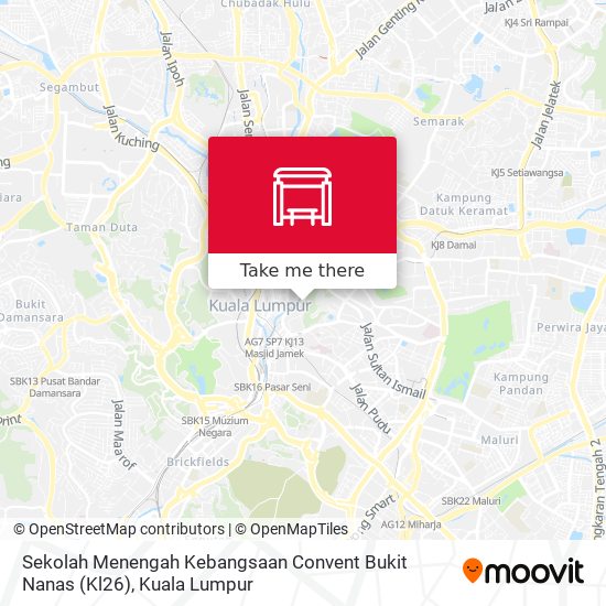 Peta Sekolah Menengah Kebangsaan Convent Bukit Nanas (Kl26)