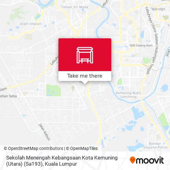 Peta Sekolah Menengah Kebangsaan Kota Kemuning (Utara) (Sa193)