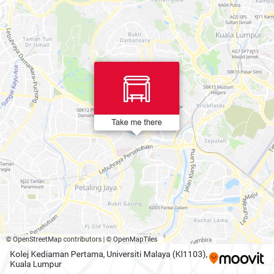 Peta Kolej Kediaman Pertama, Universiti Malaya (Kl1103)