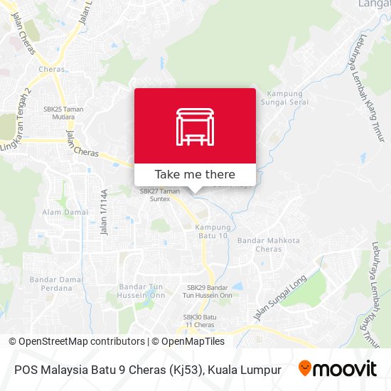 POS Malaysia Batu 9 Cheras (Kj53) map