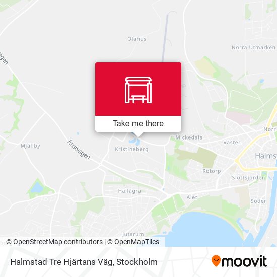 Halmstad Tre Hjärtans Väg map