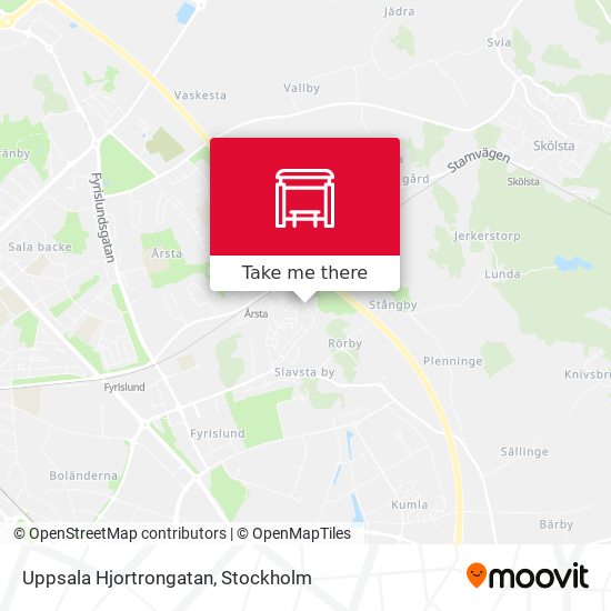 Uppsala Hjortrongatan map