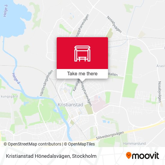 Kristianstad Hönedalsvägen map