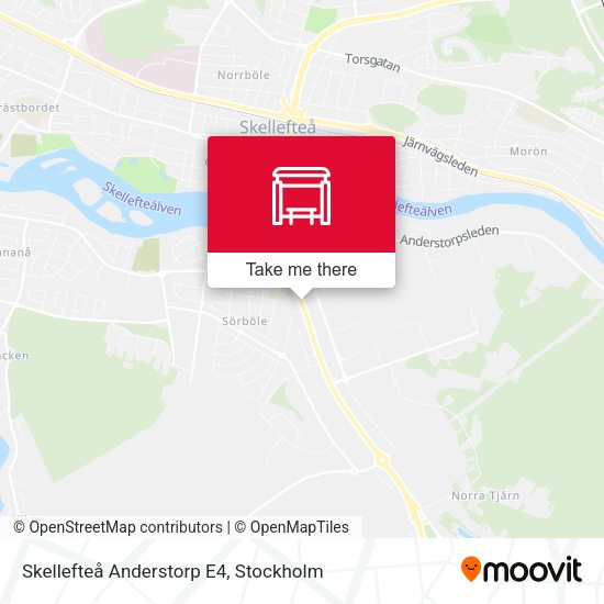 Skellefteå Anderstorp E4 map