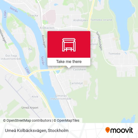 Umeå Kolbäcksvägen map