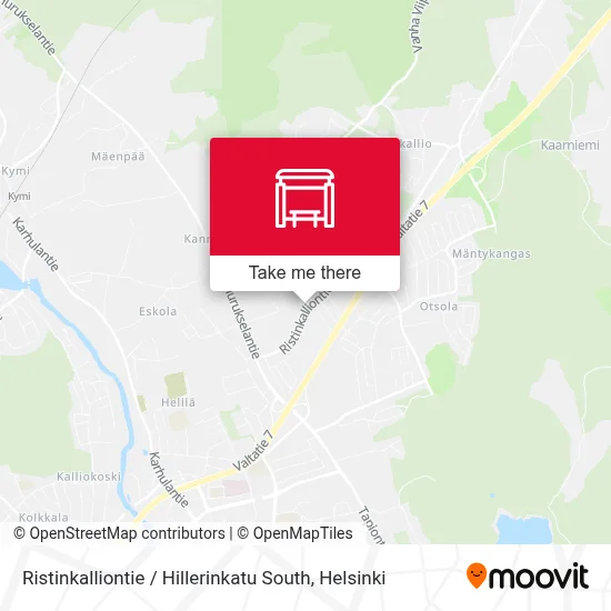 Ristinkalliontie / Hillerinkatu South map
