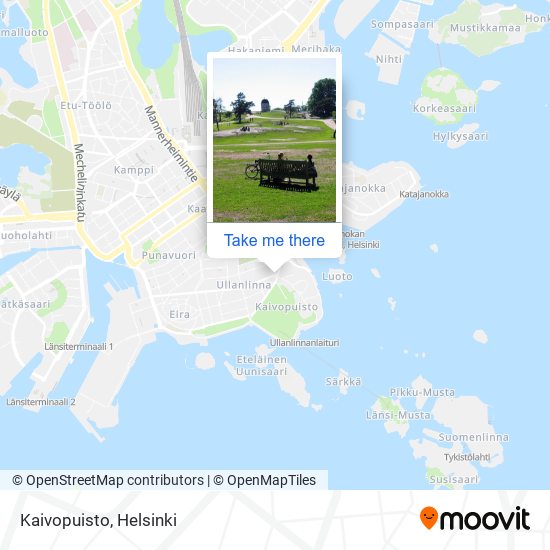 How to get to Kaivopuisto in Helsinki by Bus, Tram, Train or Metro?