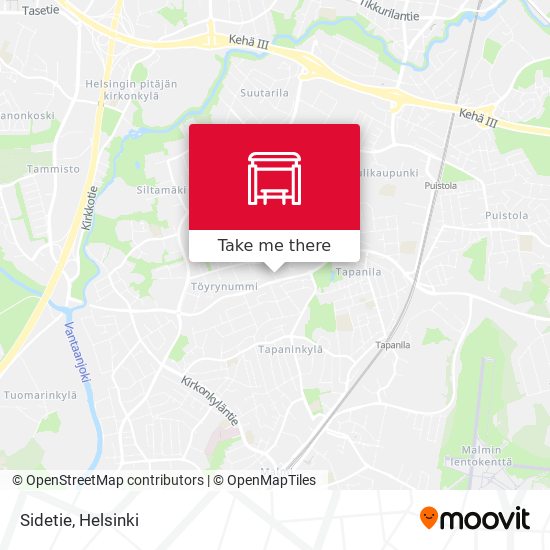 How to get to Sidetie in Helsinki by Bus, Train or Tram?