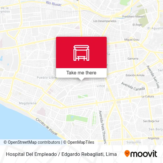 Hospital Del Empleado / Edgardo Rebagliati map
