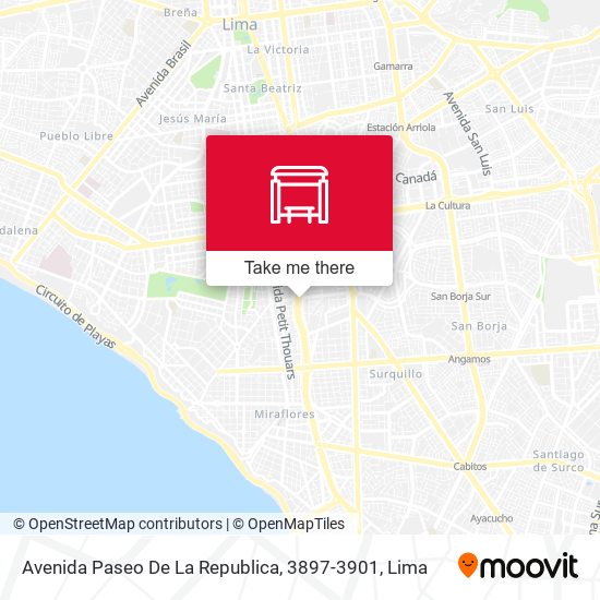 Avenida Paseo De La Republica, 3897-3901 map
