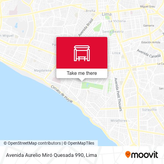 Mapa de Avenida Aurelio Miró Quesada 990