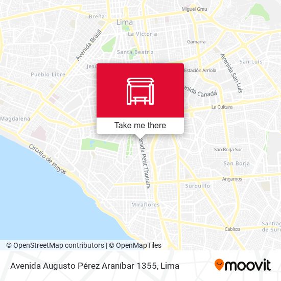 Mapa de Avenida Augusto Pérez Araníbar 1355