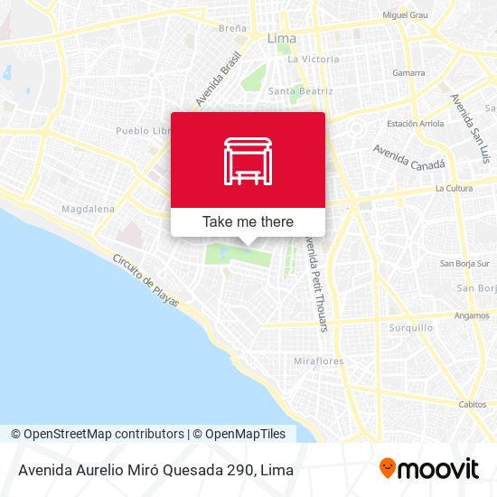 Mapa de Avenida Aurelio Miró Quesada 290