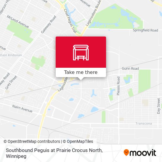 Southbound Peguis at Prairie Crocus North map