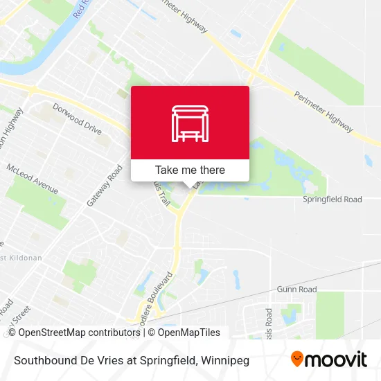 Southbound De Vries at Springfield map