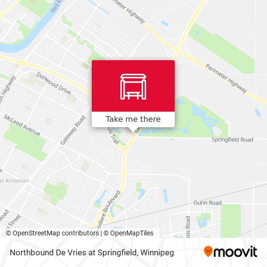 Northbound De Vries at Springfield map