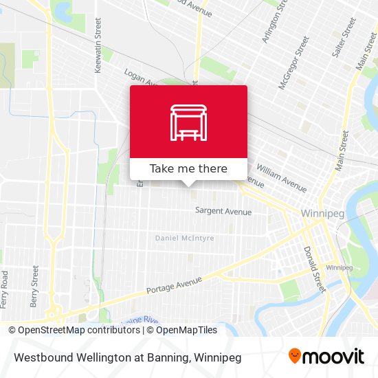 Westbound Wellington at Banning map