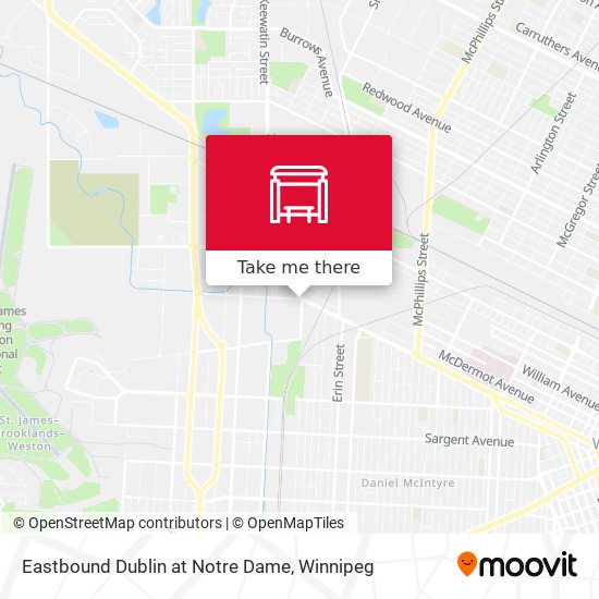 Eastbound Dublin at Notre Dame map