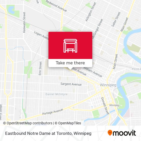 Eastbound Notre Dame at Toronto map