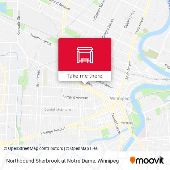 Northbound Sherbrook at Notre Dame map