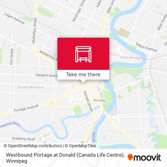 Westbound Portage at Donald (Canada Life Centre) map